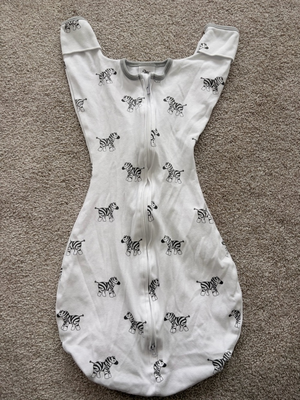 White Zebra Print Transitional Sleep Sack Swaddle